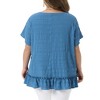 Women's Plus Size Crew Neck Short Sleeve Layered Hem Casual Summer Flowy Blouse - Agnes Orinda - 2 of 4