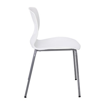 White Armless Metal Stacking Reception Chairs, Set of 5