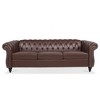 84.65" PU Leather Rolled Arm Chesterfield 3-Seater Sofa with Birch Legs - 3 of 4