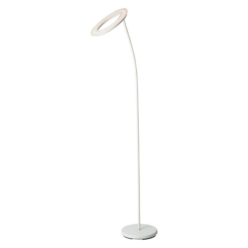 73&#34; Modern Metal Halo Torchiere Floor Lamp (Includes LED Light Bulb) White - Ore International, 2 of 5
