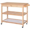 HOMCOM 42.5" Kitchen Trolley Cart Rolling Island Utility Serving Cart with 2 Drawers and 3-Tier Shelf Pine Wood - 4 of 4