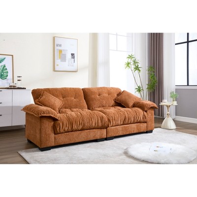 90.16'' Chenille Casual 3-Seater Pleated Sofa with Comfortable Foam Cushioning, Stylish Modern Sofa for Living Room