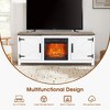 Parrot Uncle Freestanding Media Console Electric Fireplace TV Stand in White with Brown Top - 4 of 4