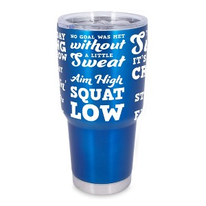 100 North 30 Ounce Stainless Steel On the Go Travel Tumbler With Push Top Lid, Aim High Squat Low Blue - 1 of 4