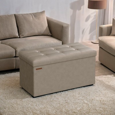 30" Storage Ottoman Bench, Ottoman with Storage, Leather Storage Bench, Hold up to 660lb for Living Room