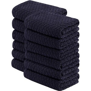 White Classic 100% Cotton Dobby Weave Design Kitchen Dish Towels for Washing Hands and Drying Dishes 15x26" Set of 12 - 1 of 4