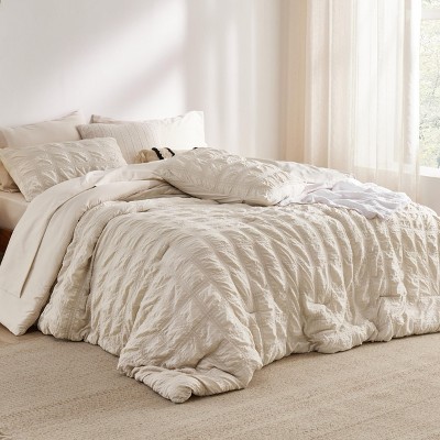 Bedsure 7 Pcs Plaid Seersucker Bedding Set Queen Size Beige — фото 3