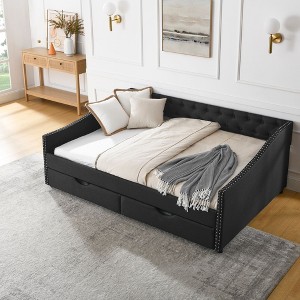 NicBex Full Size Upholstered Tufted Daybed with 2 Drawers and Button Back for Bedroom,Living Room,Apartment,Black - 1 of 4