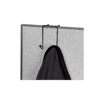 Black Plastic Double Coat Hook for Cubicle Walls
