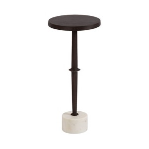 Kate and Laurel Lazaro Pedestal Drink Table, 10x10x22, Bronze and Marble - 1 of 4