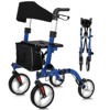 All Terrain Rollator Walker with Seat, Backrest, Handles, Walker for Seniors, 12" Rubber Wheels Foldable Lightweight Aluminum Walkers - 3 of 4