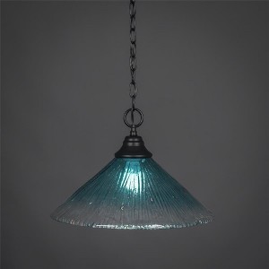Toltec Lighting Any 1 - Light Pendant in  Matte Black with 16" Teal Crystal Shade - 1 of 1