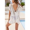 Womens Cover Up V Neck Sleeveless Knit Hollow Beach Cover Up Dress - 2 of 3