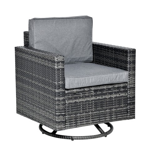 Black wicker swivel discount chair