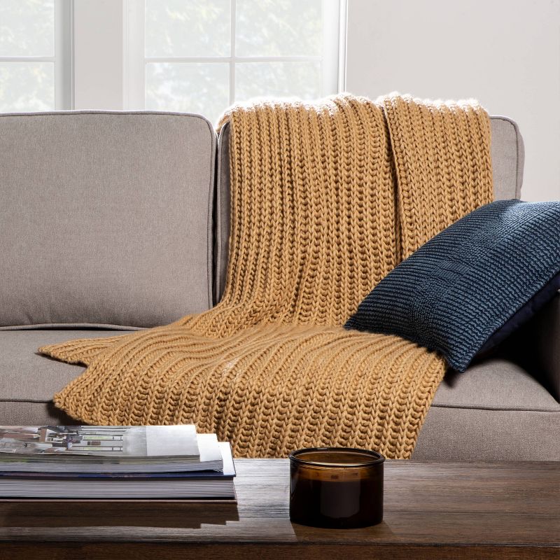 Chunky Knit Reversible Throw Blanket - Threshold™, 3 of 12