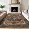 Washable Vintage Rug Non Slip Low Pile Rug Soft Throw Floor Cover Floral Foldable Indoor Carpet for Living Room Bedroom Playroom Nursery - 2 of 4