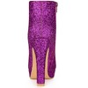 Allegra K Women's Glitter Platform Chunky Heeled Open Toe Ankle Boots - 3 of 4