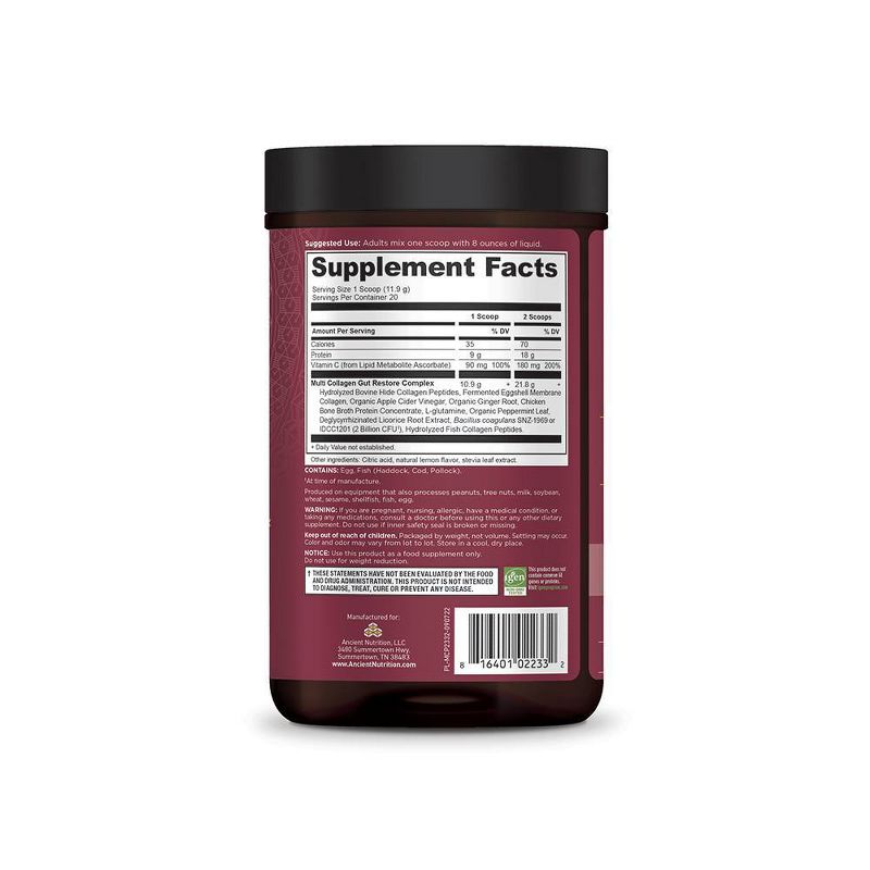 Ancient Nutrition Multi Collagen Protein Gut Restore Powder - 8.4oz, 4 of 7
