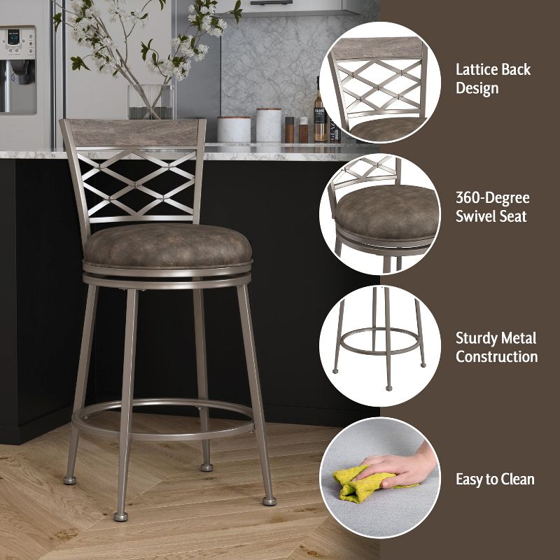 Hutchinson Metal Counter Height Swivel Stool Pewter - Hillsdale Furniture, 3 of 34