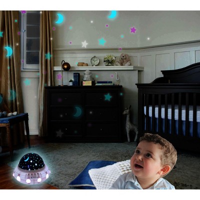 LINSAY White and Blue LED Battery-operated Kids Night Light Projector