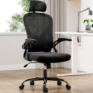 CAVINAS Task and Office Chairs with Flip-Up Arms,Computer Chair with Adjustable Headrest & Lumbar Support,Office Chairs for Office - 1 of 4