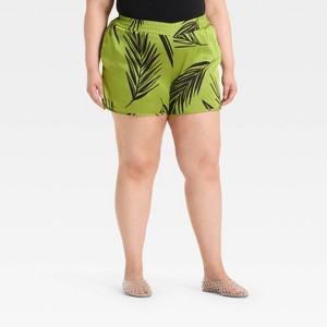 Women's High-Rise Satin Pull-On Shorts - A New Day™ Navy Blue Floral - 1 of 3