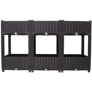 Gulches 47.2"x15.7"x27.7" Brown Elevated Rattan-Style Planter Box with Drainage - 1 of 4