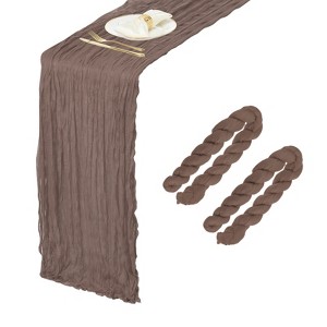 Unique Bargains Light Elegant Romantic Sheer Rustic Gauze Table Decoration Runner 2 Pcs - 1 of 4