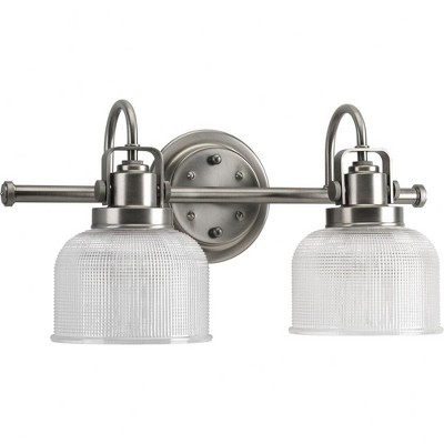 Progress Lighting Archie 2-Light Wall Sconce, Antique Nickel, Prismatic Glass Shade