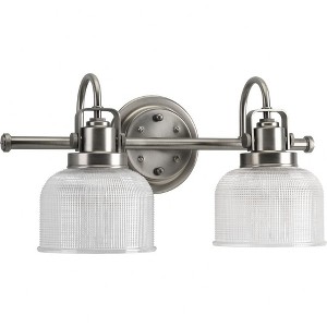 Progress Lighting Archie 2-Light Wall Sconce, Antique Nickel, Prismatic Glass Shade - 1 of 4