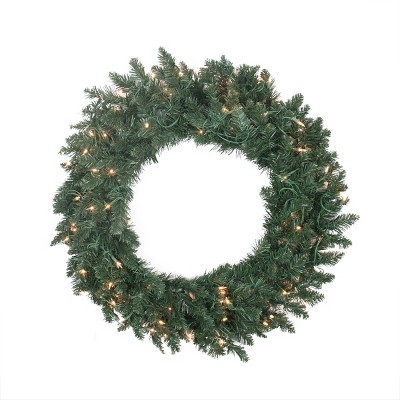 Northlight 30" Prelit Traditional Pine Artificial Christmas Wreath - Clear Lights