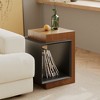 POVISON 18" Modern Wood Side Table with Storage, Minimalist End Table for Living Room & Bedroom, Walnut & Black - 2 of 4
