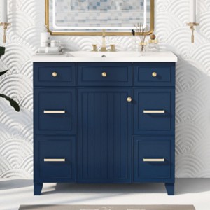 36-Inch Bathroom Vanity Cabinet, Single Sink,Shaker Cabinet With Soft-Closing Cabinet Door And Deep Drawer-Cuddlewood - 1 of 4