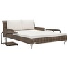 vidaXL Sun Lounger Brown and Cream Poly Rattan, Powder-Coated Steel, Fabric - 2 of 4