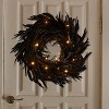 Joyfy Halloween Decorations 13.5in Black Feather Wreath for Trick or Treat,Porch Patio Window Indoor Outdoor Home Decor,Scary Scene Party Favors - 2 of 4