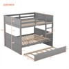 RISOKEYS Full Over Full Bunk Bed - Wooden Frame with Twin Trundle, Ladder & Safety Guardrail, Convertible to 2 Platform Beds for Kids Teens - Gray - 3 of 4