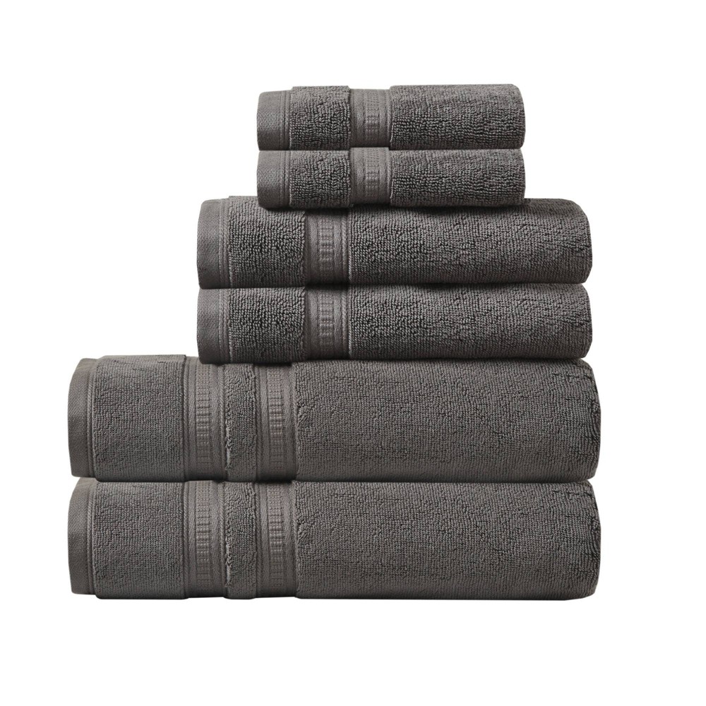 Photos - Towel Beautyrest 6pc Plume Cotton Feather Touch Antimicrobial Bath  Set Charcoal - Bea 
