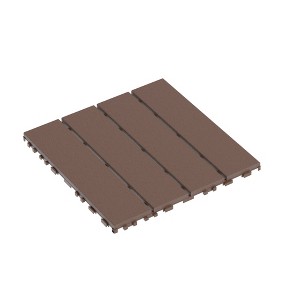 GlasFlength Carpet Tiles 44 Pack 12" Interlocking Deck Tiles, Vertical Pattern Waterproof Outdoor Flooring for Patio Balcony, Brown, 12"*12"*0.8" - 1 of 4