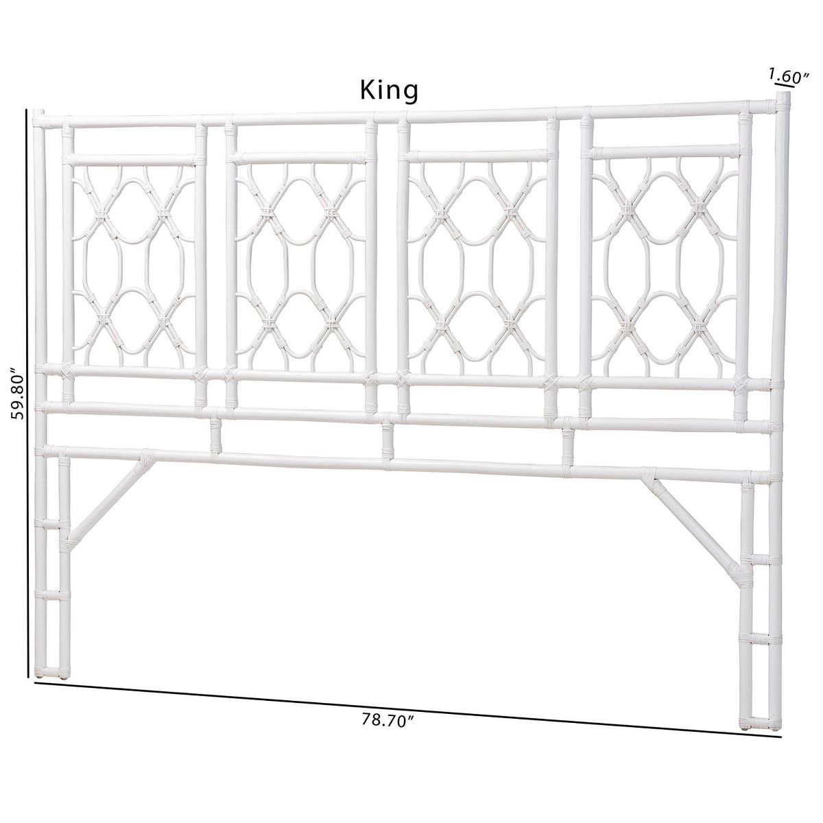 bali & pari King Size Sampson Rattan Standalone Headboard White - thumbnail 4
