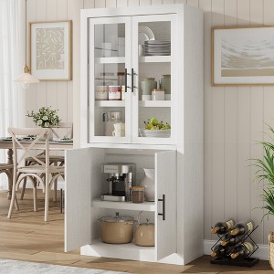 Garvee Tall Kitchen Pantry, Wood Pantry Storage Cabinet with 4 Doors & Adjustable Shelves, Farmhouse Freestanding Pantry Cupboard for Dining - 1 of 4