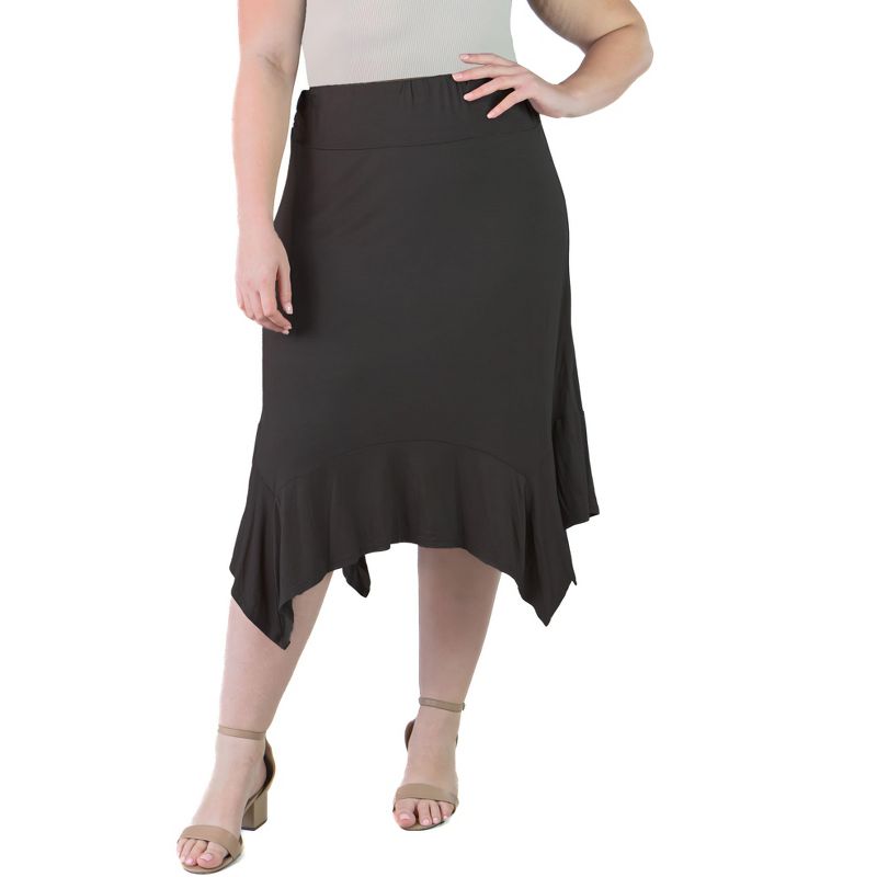 Plus Size Knee-Length Elastic Waistband And A Handkerchief Hemline Skirt, 5 of 7