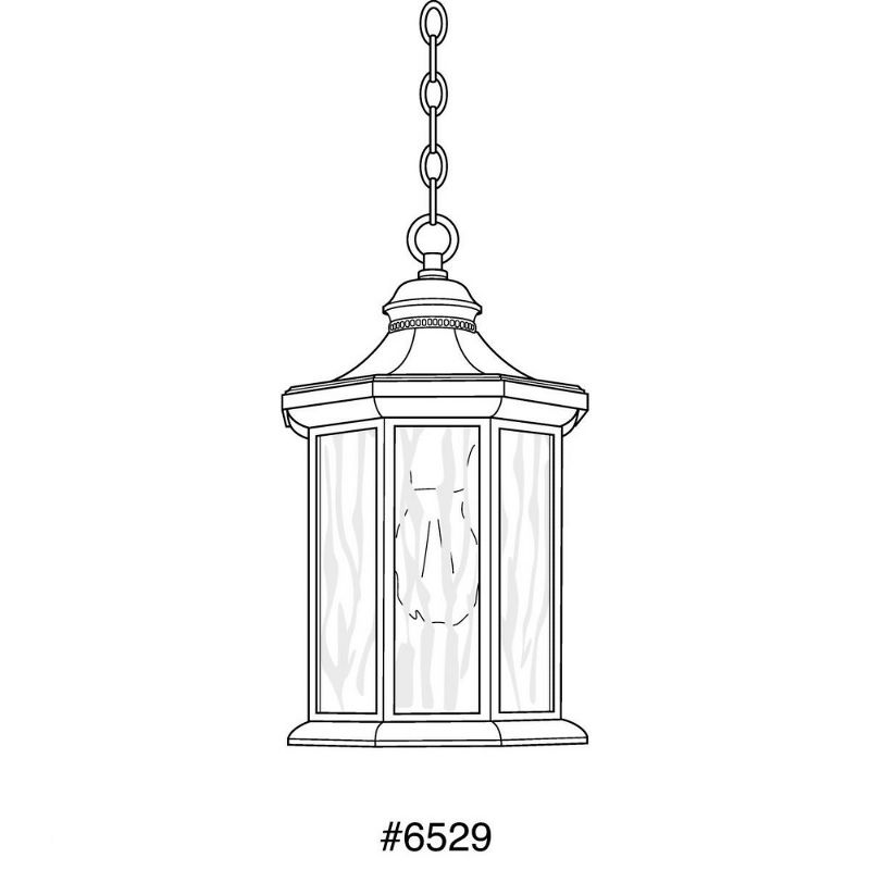 Progress Lighting, Edition, 1-Light Hanging Lantern, Antique Bronze, Clear Water Glass, Die-Cast Aluminum, Damp Rated, 2 of 3