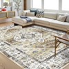 Vintage Floral Distressed Printed Area Rug Low Pile Machine Washable Stain Resistant Non Shedding Non Slip Pet Friendly Floor Mat - 3 of 4