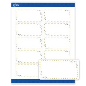 Avery 2" x 4" Labels, Gold Dots with Green Florals, 100 ct - 1 of 4