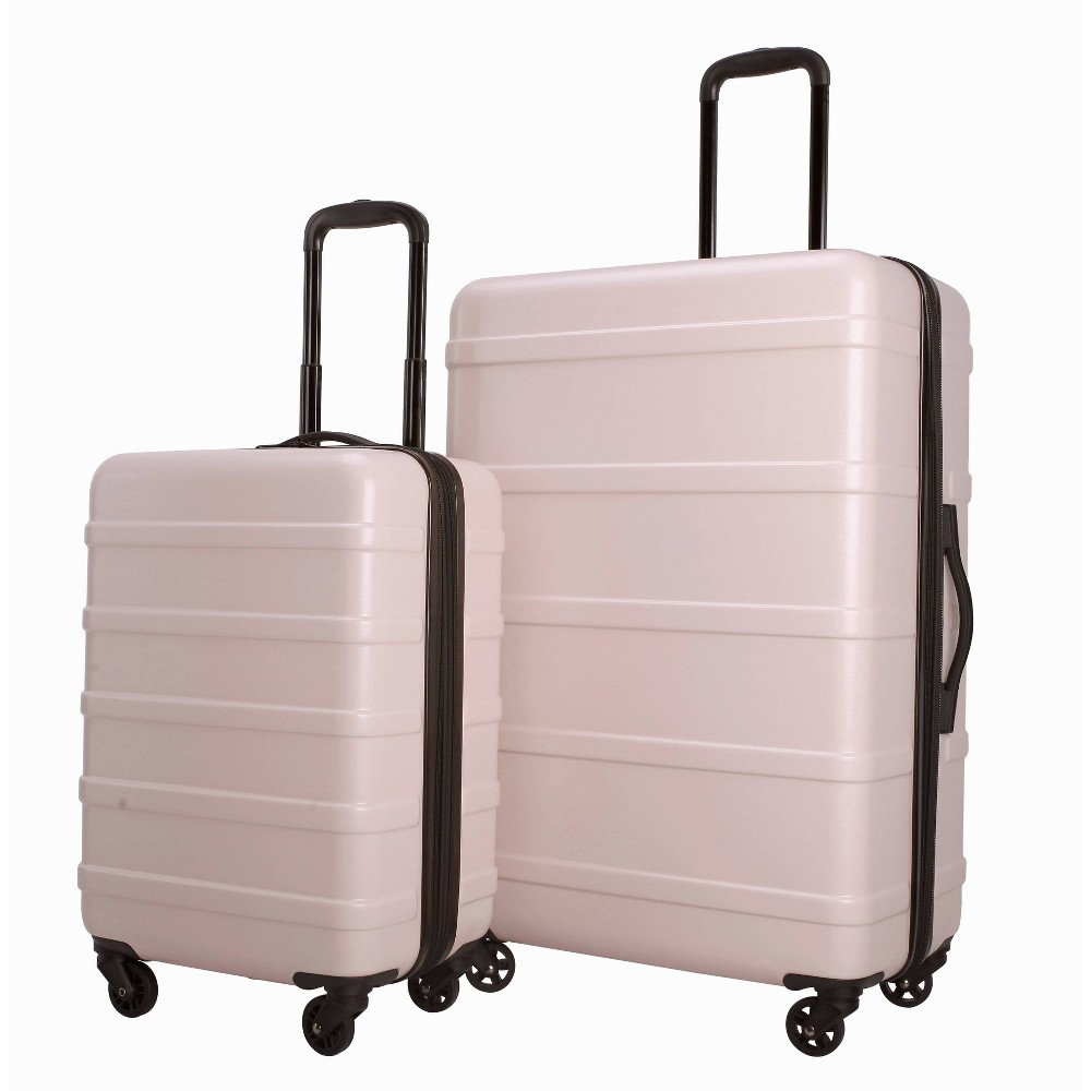 Skyline 2pc Hardside Checked Spinner Luggage Set - Rose Smoke