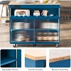 Kitchen Island Cart, Kitchen Cart with Drop Leaf, 2 Sliding Glass Doors, 2 Cabinet, 1 Open Shelf Rolling Mobile Cart with LED Light and Power Outlets - 3 of 4