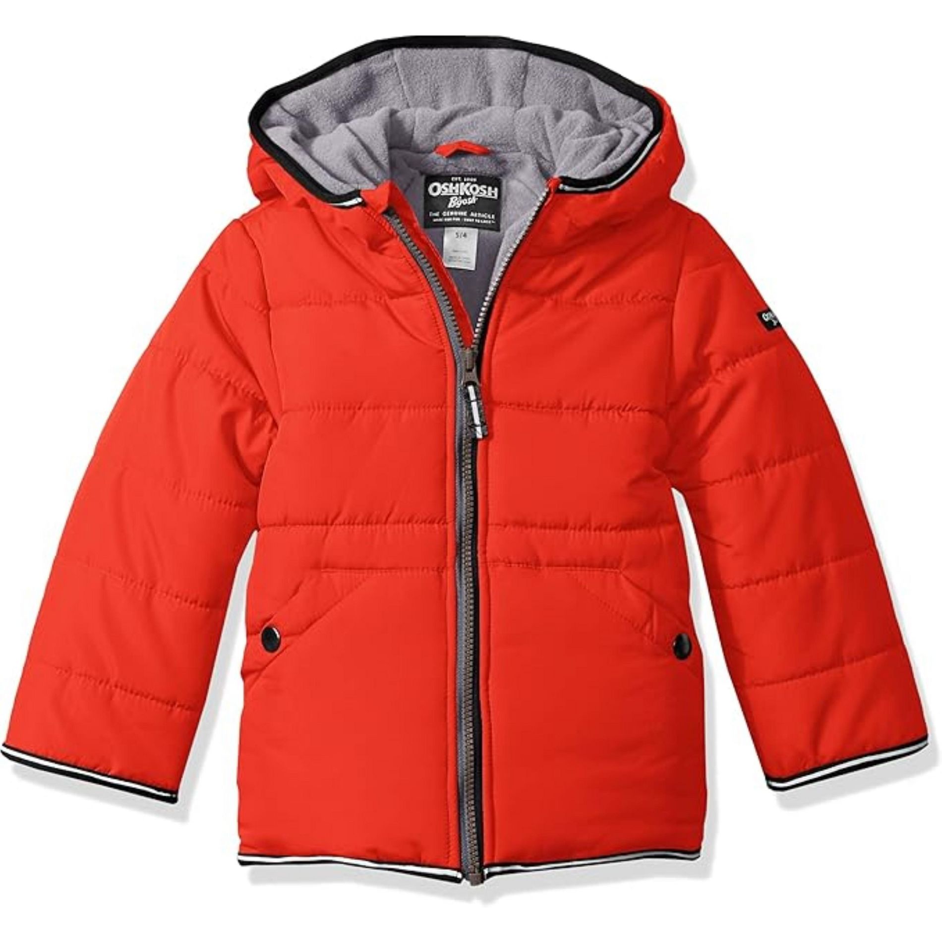 OshKosh B'Gosh Toddler Boys' Heavyweight Fleece Lined Winter Jacket, Red, 4T