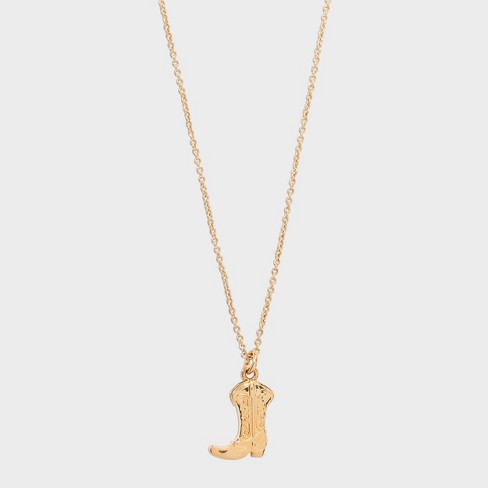 Tiny Tags 14K Gold Ion Plated Cowboy Boot Necklace - Gold - image 1 of 4