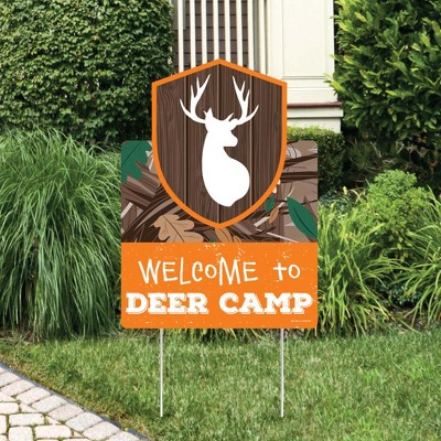 Big Dot of Happiness Gone Hunting - Party Decorations - Deer Hunting Camo Baby Shower or Birthday Party Welcome Yard Sign