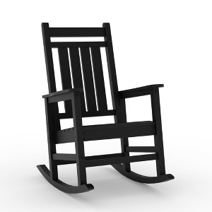 Outdoor HDPE Rocking Chairs, HDPE Oversized Patio Rocking Chairs, All Weather Resistant Porch Rocker, Heavy Duty Front Plastic Rockers for Outside - 1 of 4